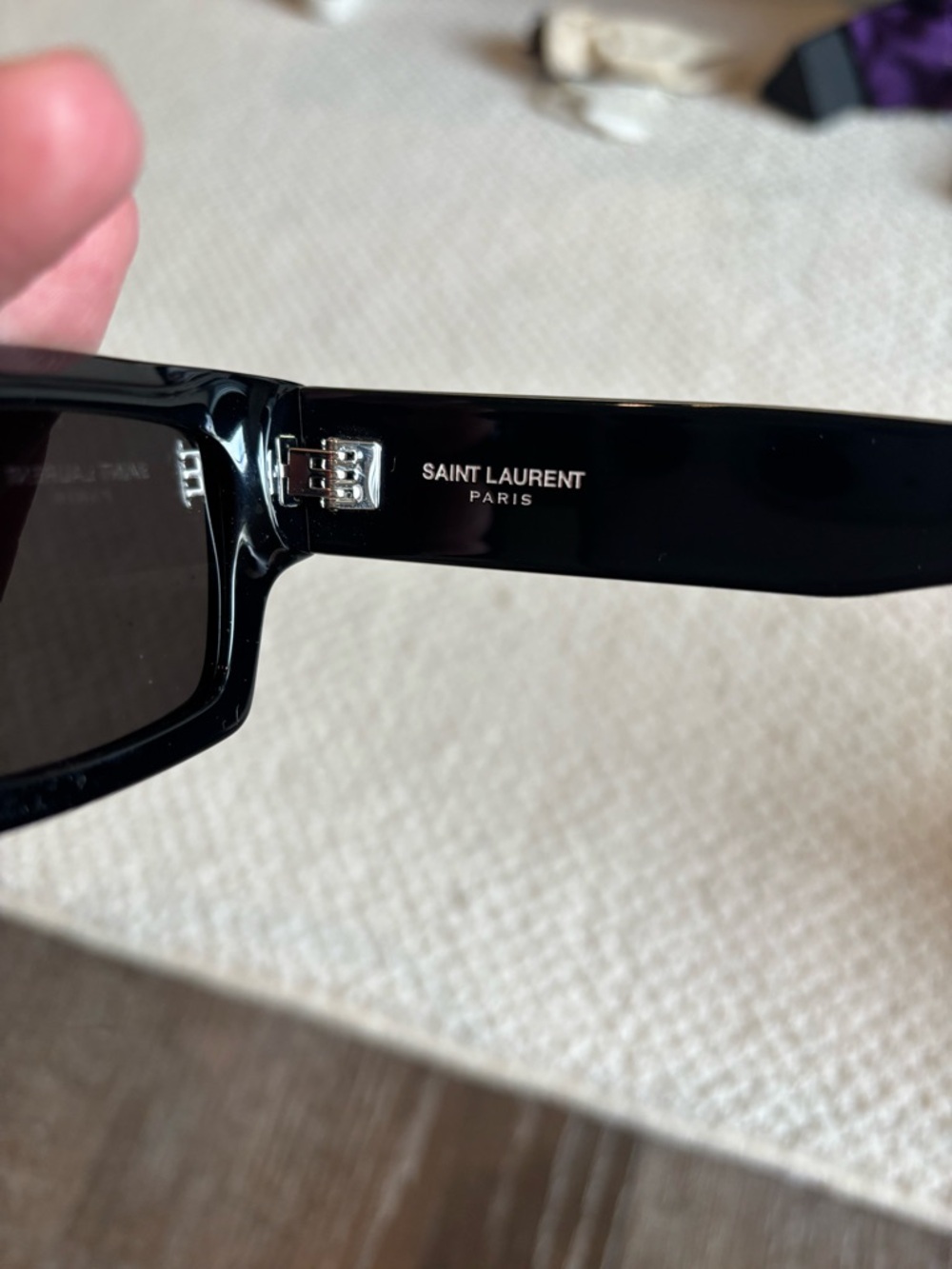 Saint Laurent Black Rectangular Acetate Sunglasses - Picture 4 of 7